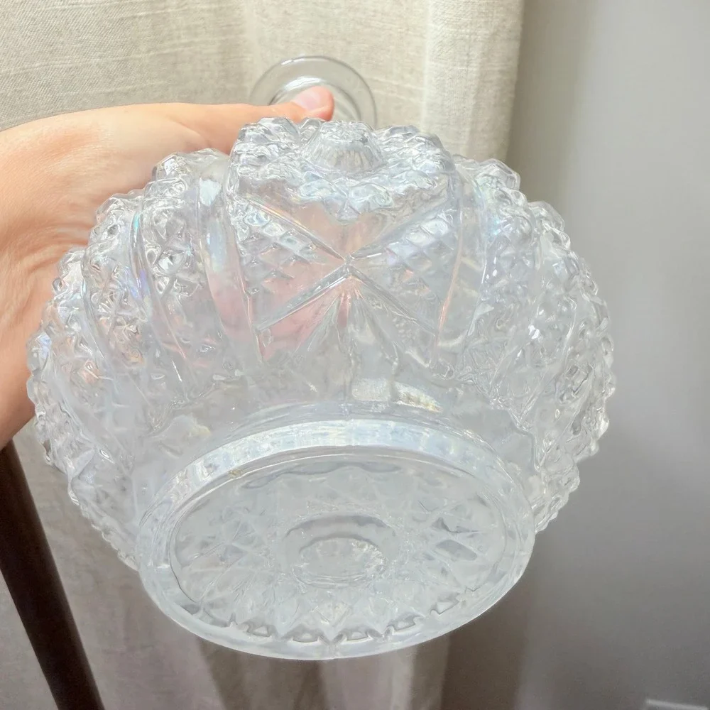 Vintage Pressed Glass Decanter Diamond Point Ships Carafe No Stopper Barware